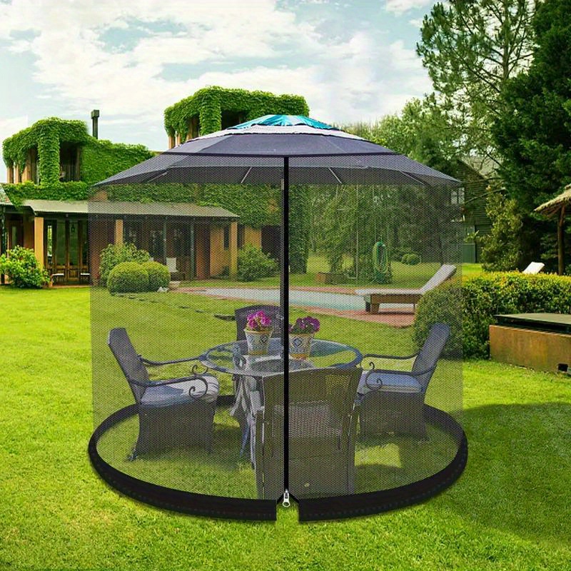 10ft patio umbrella cover with dual zipper doors adjustable drawstring durable polyester non waterproof outdoor furniture protector patio, lawn & garden details 0