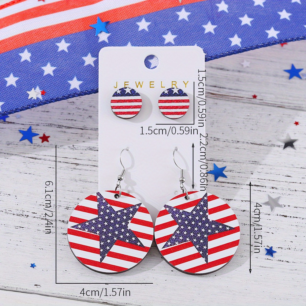 Patriotic American Flag Earrings - Red White Blue Metal Mesh Dangle Earrings For 4th Of July 2 thumbnail image