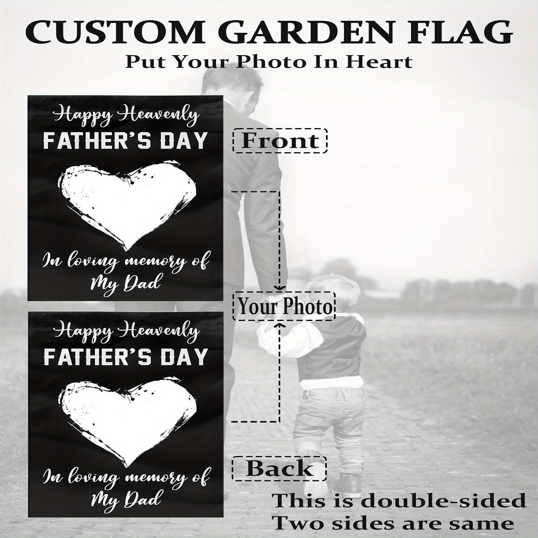 1pc, Personalised Memorial Photo Garden Flag, Custom Happy Heavenly ...