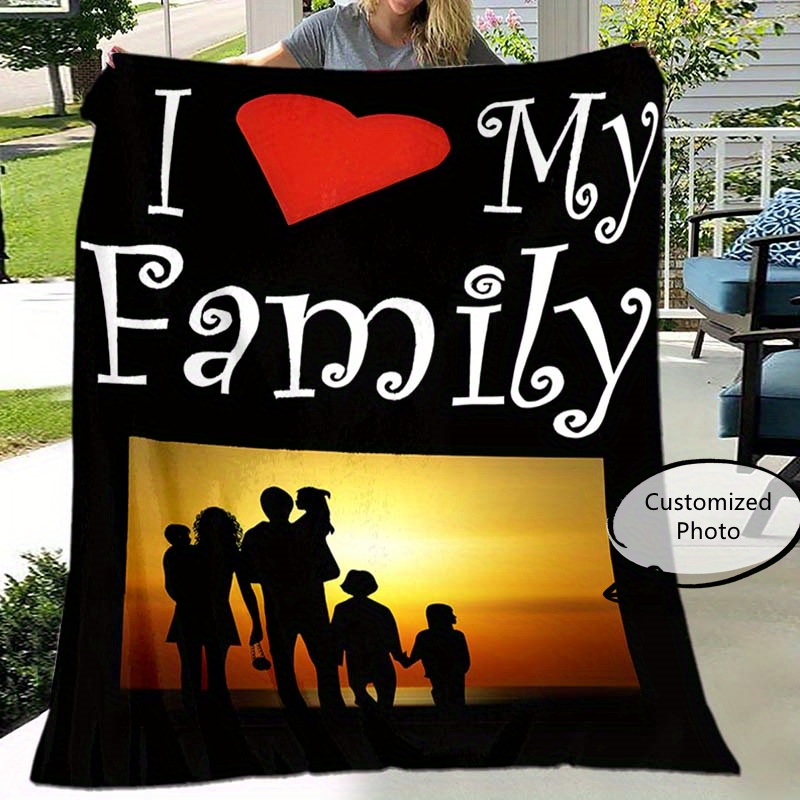 

Personalized Photo Blanket - Custom Family Picture Throw, Travel & All , Ideal Anniversary Gift, Machine Washable Polyester