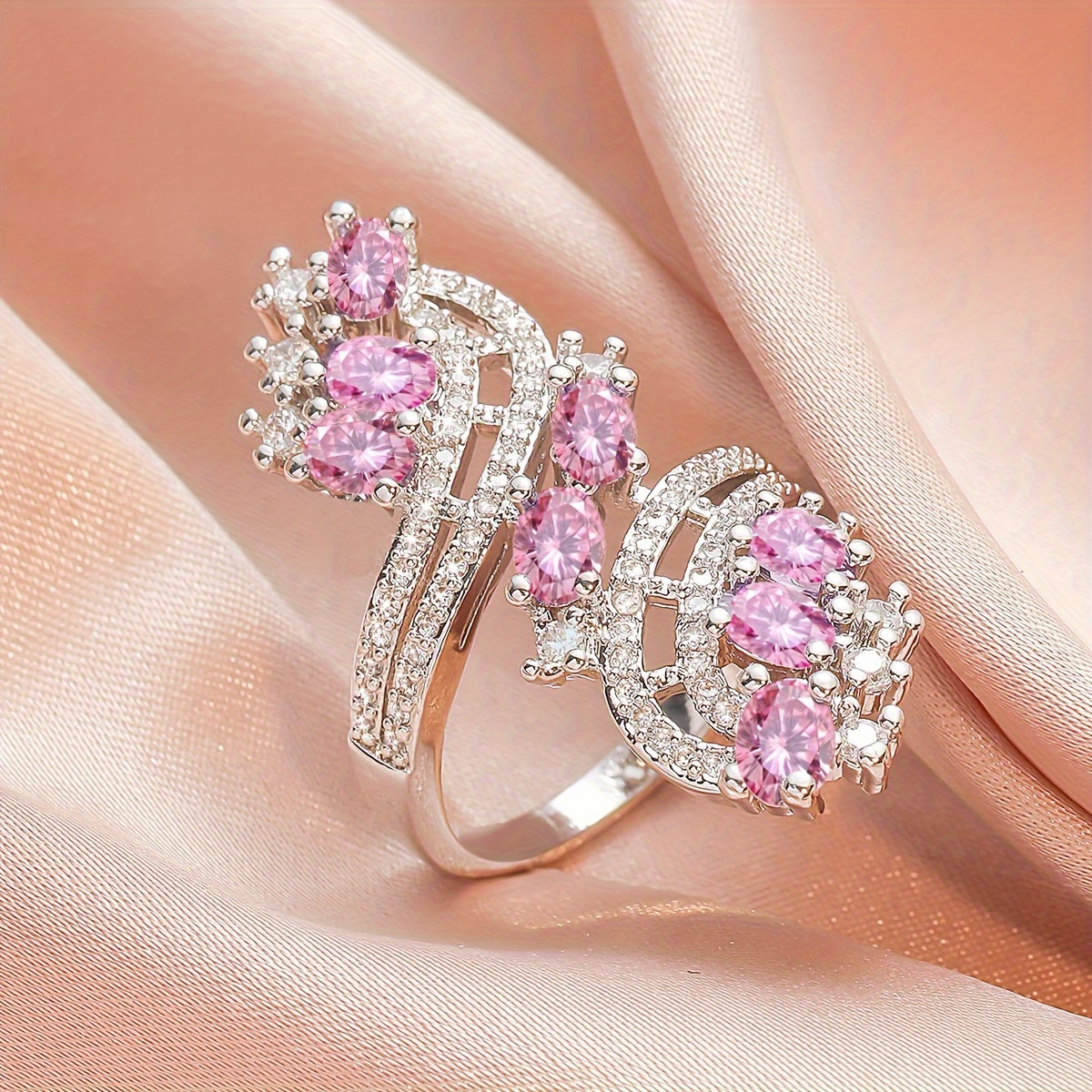 TEMU 1pc Amethyst Zirconia Ring Wedding Engagement Promise Bride Gemstone Ring Anniversary Ring Holiday Gift