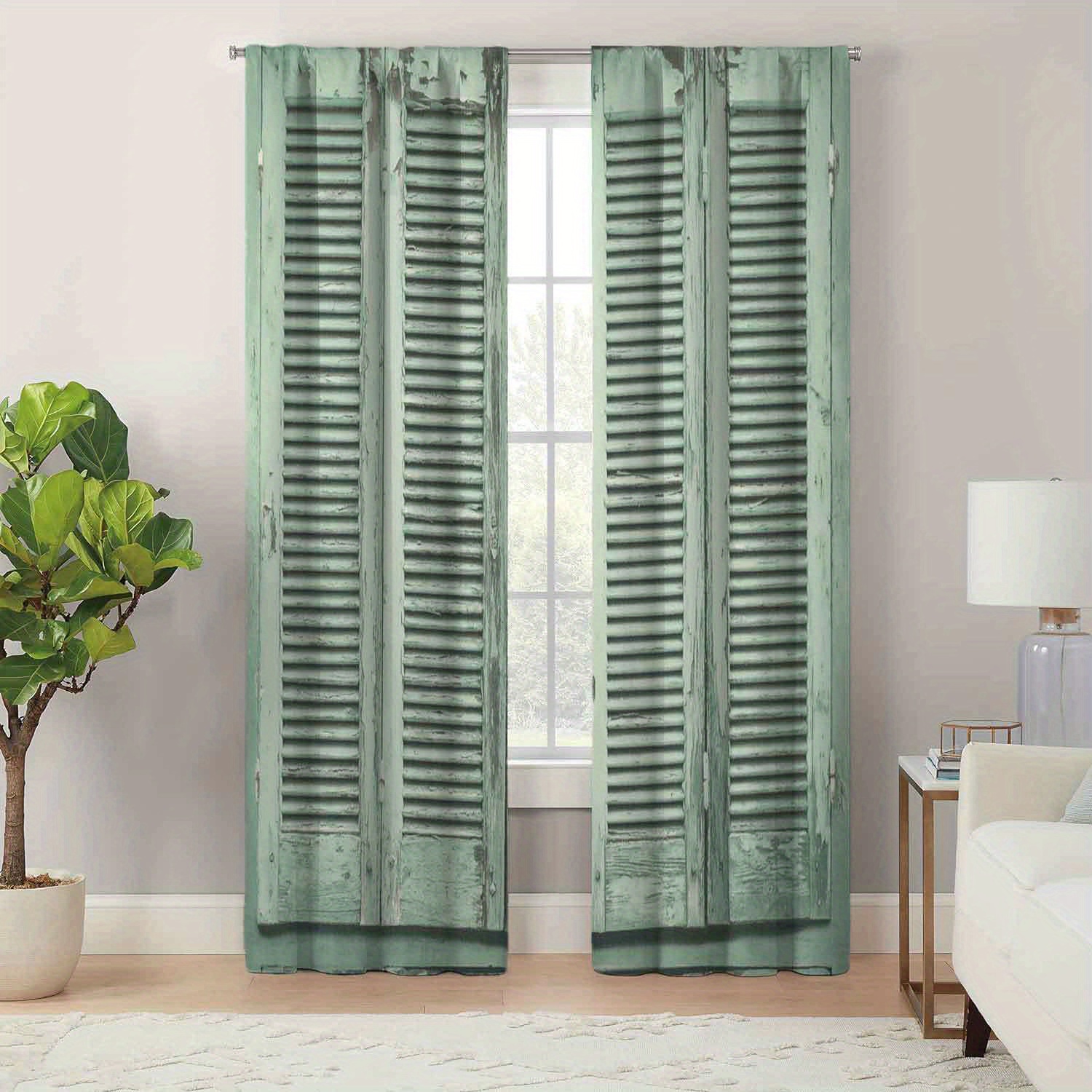 

2pcs, Western Wood Grain Pattern Printed Curtains, Modern Simplistic Style Drapes, Easy Care, All-season Charm For Living Room & Bedroom, Durable & Easy-to-hang, Home Decor