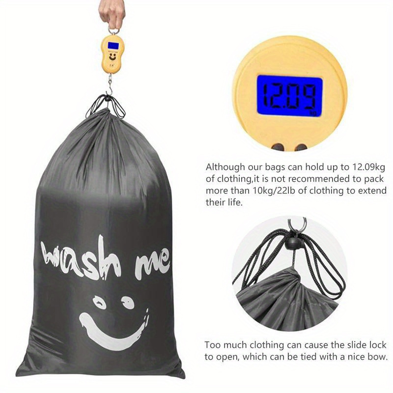 multi purpose nylon laundry bag with drawstring closure   travel and home use details 2