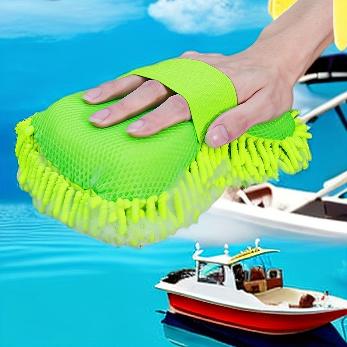 

Microfiber Car Wash Mitt, 1 Pc Chenille Scratch-free Cleaning Glove, Ultra-absorbent Waffle Weave Towel For Auto Detailing, Multi-purpose For Bathroom, Toilet, Car, Patio, Glass - Green