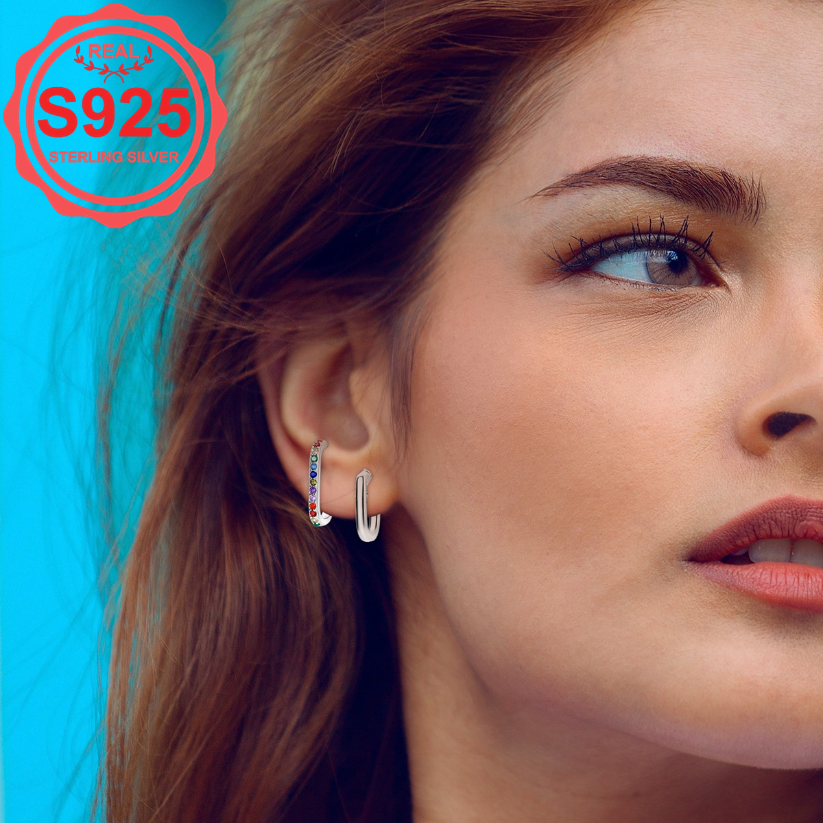 S925 Hypoallergenic Rainbow Double Layer Earrings
