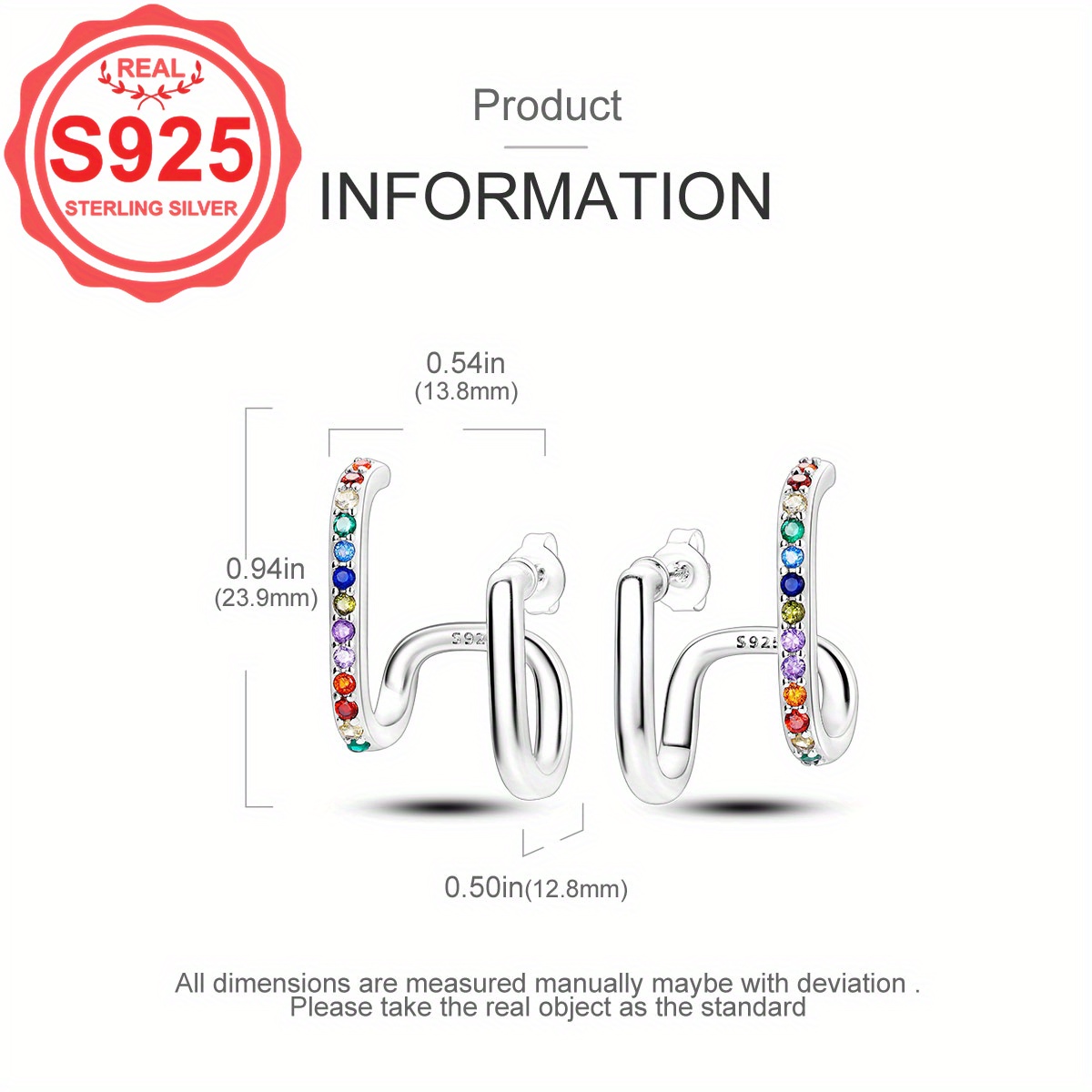S925 Hypoallergenic Rainbow Double Layer Earrings