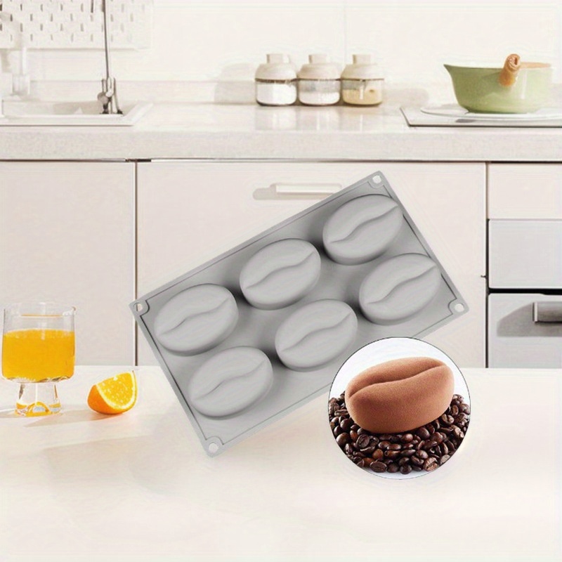 

1pc 6-grid Cake Mold Coffee Bean Mold, Red Lips Baking Mold, Ice Tray Mold, Fruit Fondant Chocolate Handmade Soap Baking Silicone Mold