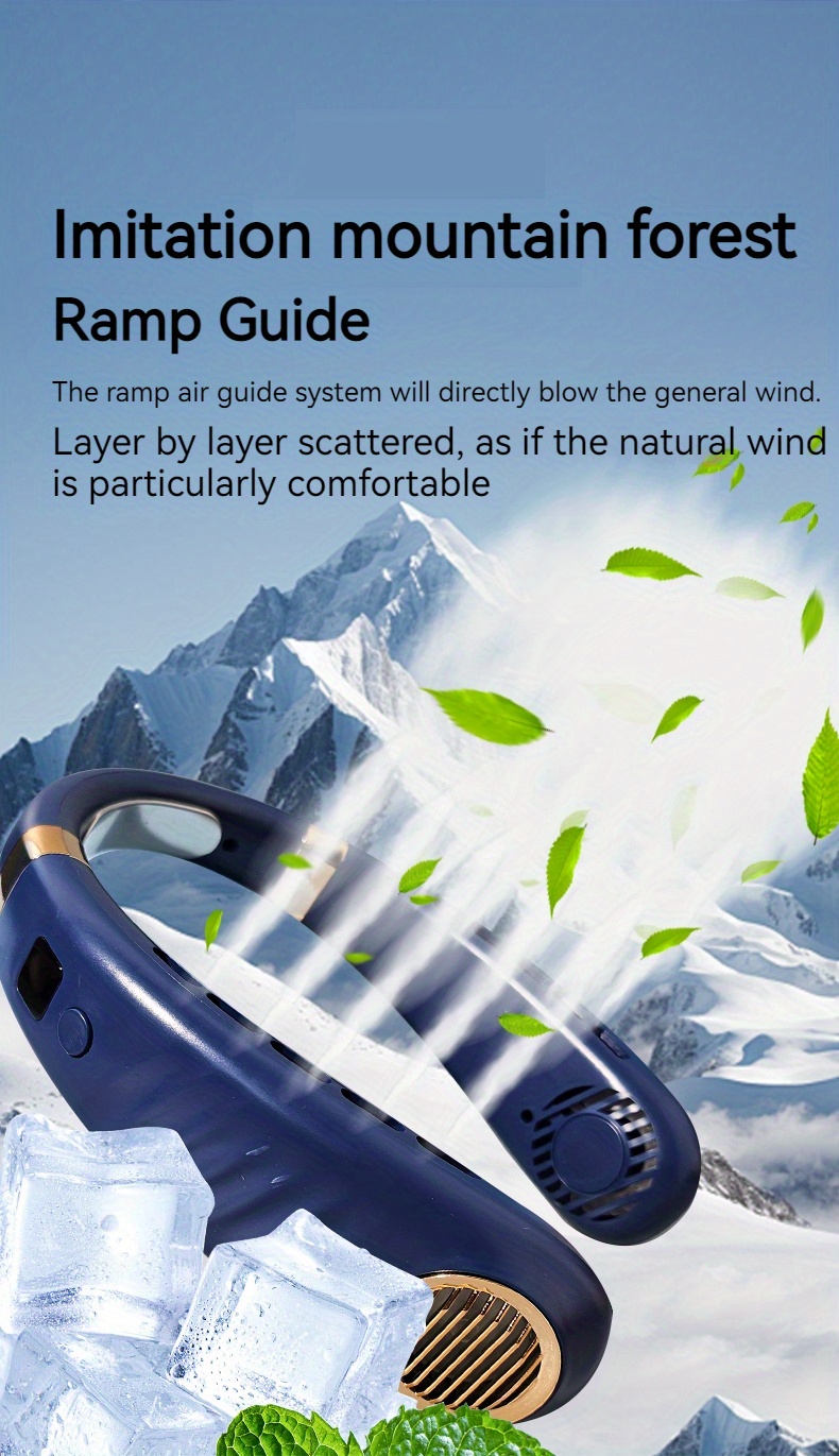 portable ice neck fan,   physical cooling, quiet turbo motor, bladeless mini electric fan, usb rechargeable with lithium battery, button control, indoor & outdoor use, ideal for summer cooling, perfect gift for father s day, mother s day, thanksgiving details 8