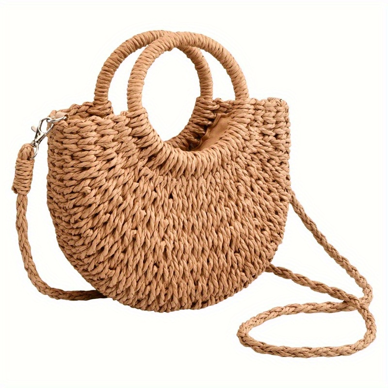 

Simple Straw Bag For Women, Fashionable Single Shoulder Crossbody Bag, Summer Beach Handbag