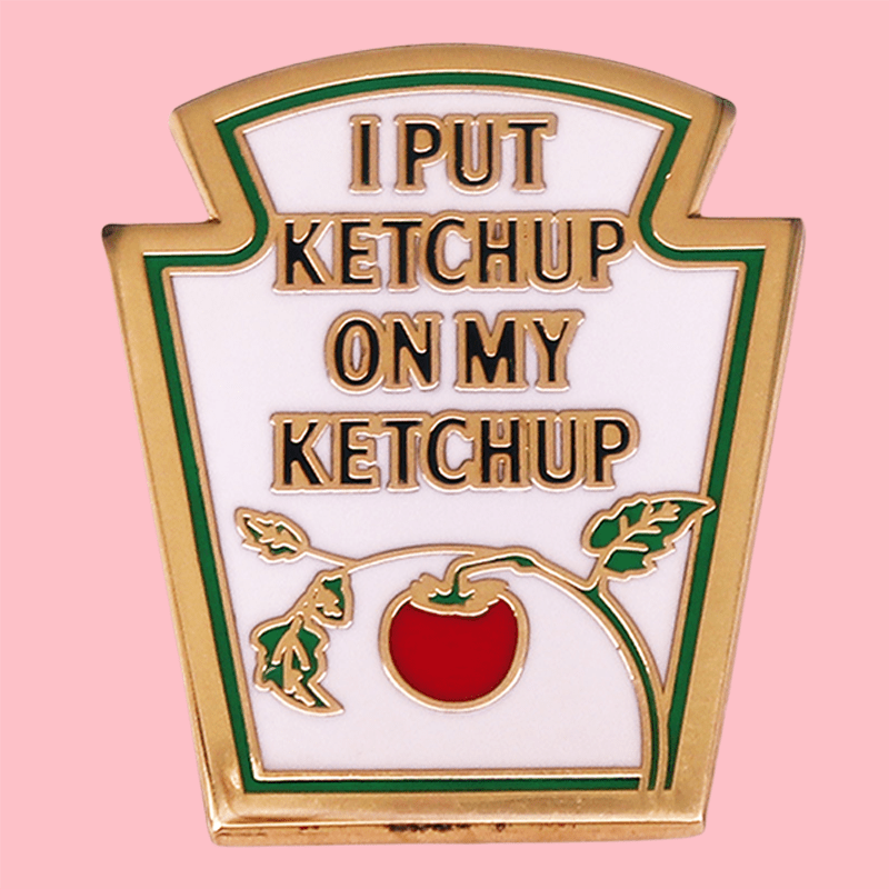 

1pc "i Put On My " Enamel Pin - Quirky Vintage-style Alloy Brooch With Tomato Sauce & Design For Hats, Backpacks, Jackets