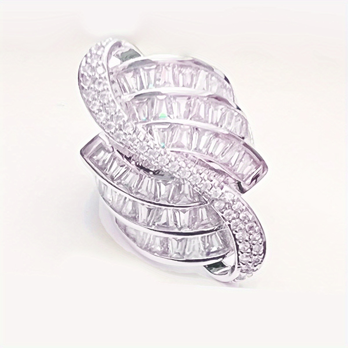 TEMU Luxury Stacking Zirconia Ring Women's Wide Band Ring Valentine's Day Gift Gemstone Wedding Engagement Promise Bride Ring Anniversary Ring Birthstone Ring Ladies Gift