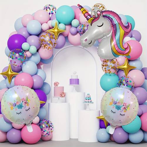 141pcs macaroon color balloon garland arch set unicorn film balloon decoration birthday balloon decoration party atmosphere decoration anniversary party decoration wedding party bridal gift decoration outdoor decoration set