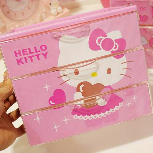 1pc Hello Kitty Storage Box, Cinnamoroll My Melody Large Capacity Storage Box, Desktop Dustproof Sundries Box, Desktop Organizer Kawaii Sundries Organize