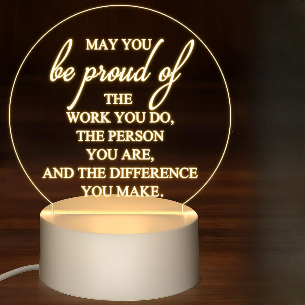 1pc inspirational led night light     of the work   quote usb powered round acrylic desk lamp for teachers coworkers nurses team building home office decor gift desk lamp for office
