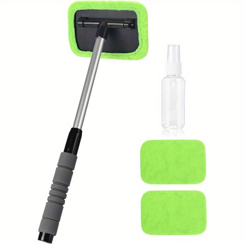 

Extendable Windshield Cleaner Tool With Microfiber Cloth, Reusable Glass Cleaning Accessory For Car Interior, Extendable Handle For Easy Reach