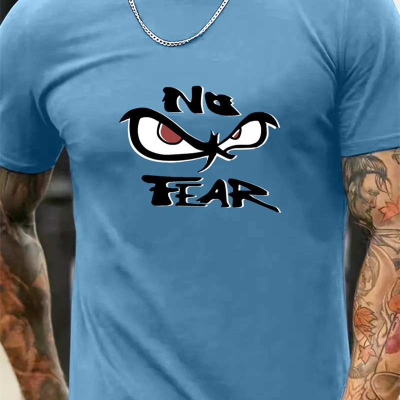 

No Fear Alphabet Print Crew Neck Short Sleeve T-shirt For Men, Casual Summer T-shirt For Daily Wear And Vacation Resorts