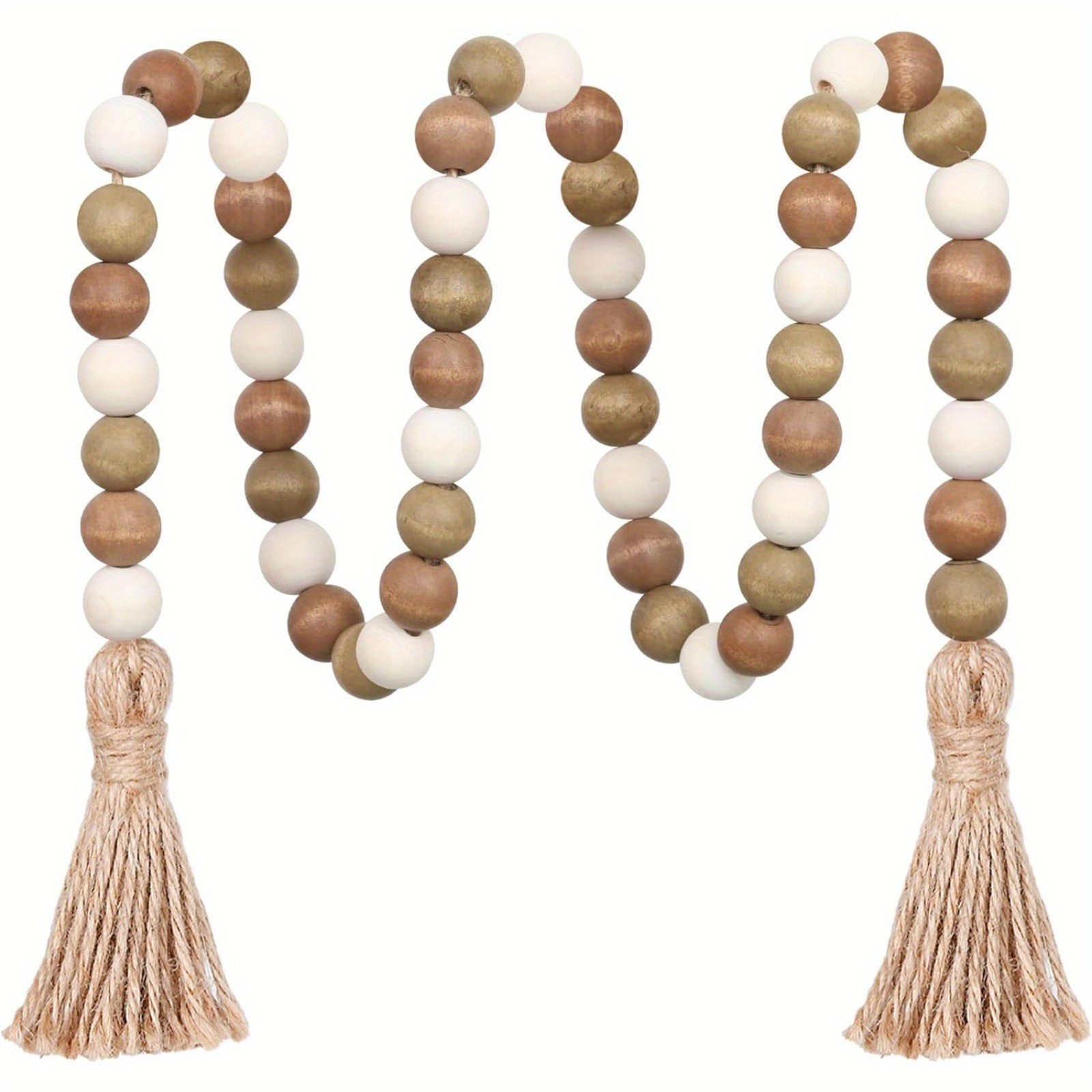 

Boho Chic Wooden Bead Garland With Tassels - 39in Farmhouse Decor For Home, Perfect For Housewarming Celebrations Boho Home Decor Rustic Home Decor