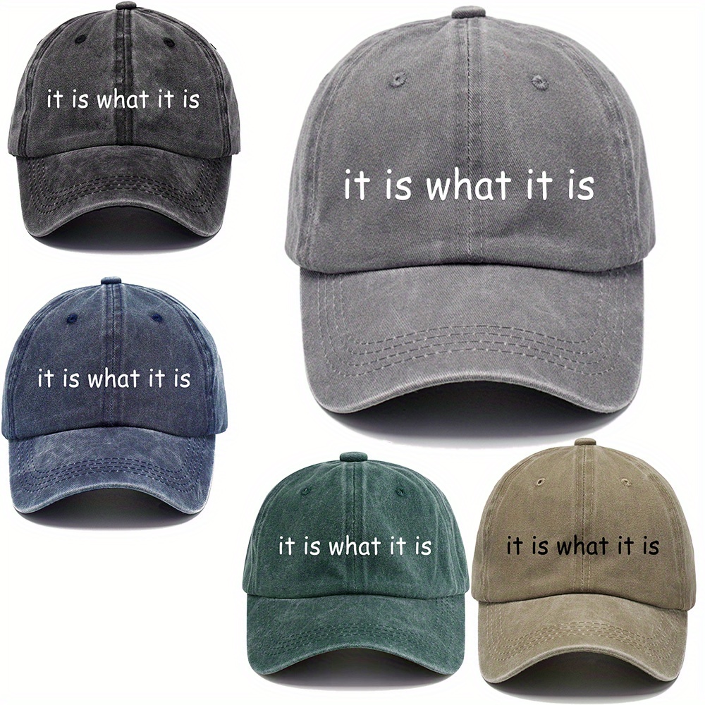 

What " Slogan Print Baseball Cap, Washed Cotton Casual Hat, Adjustable Size Lightweight Breathable Hat