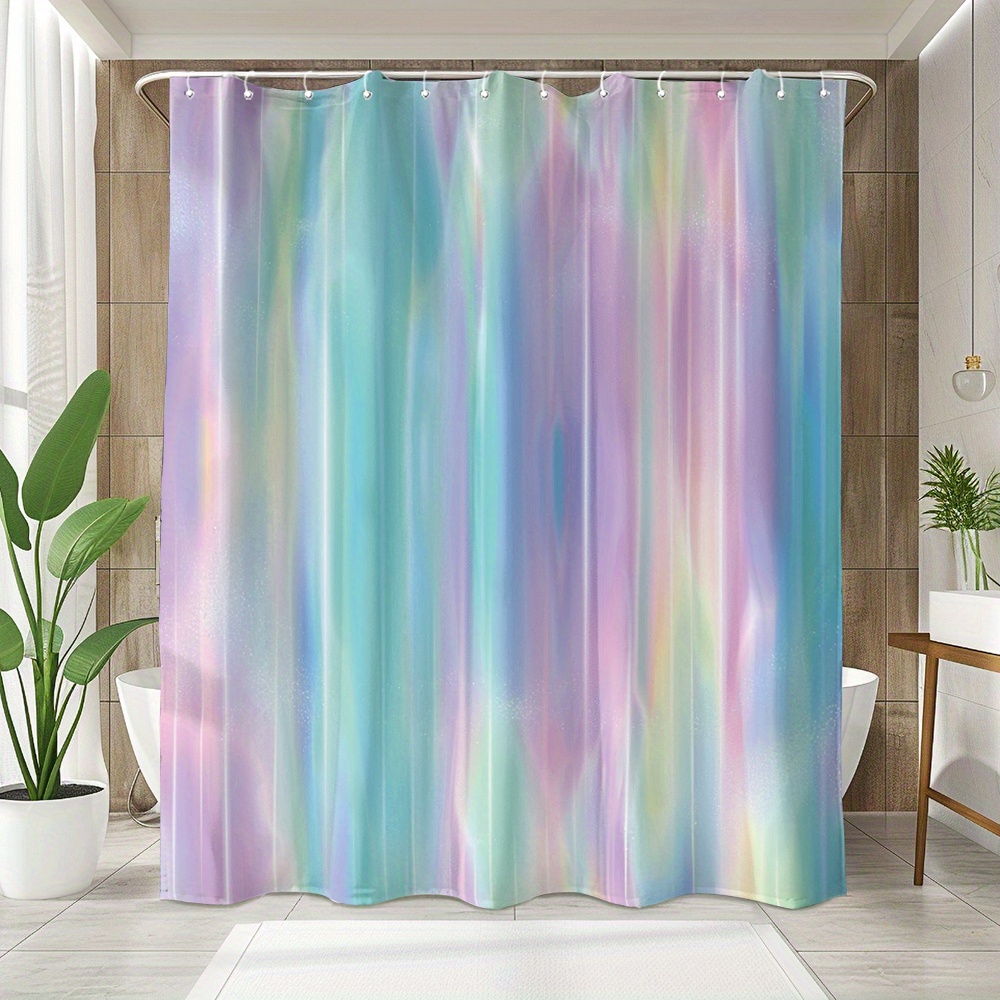 

1pc Colorful Psychedelic Gradient Pattern, Non-reflective Material, 12 Hooks Digitally Printed Polyester Shower Curtain, Waterproof, Bathroom Decoration, Bathroom Accessories, Can Be Used As Curtain