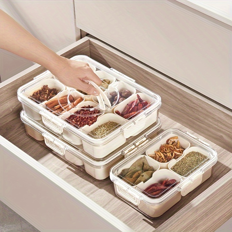 

2-piece Portable Snack Serving Trays With Lids & Handles - Ideal For Candy, Fruits, Nuts & More - Perfect For Parties & Events