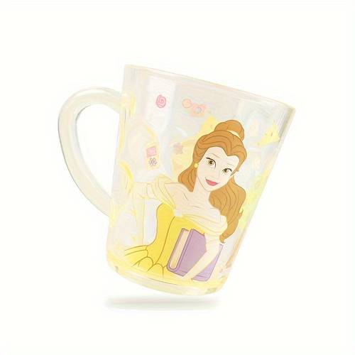 1pc, 260ml/8.79oz Disney Princess Belle Water Cup Kawaii Transparent Cup Cartoon Cute Outdoor Portable Cup Home Supplies Room Decor Camping Accessories Christmas Birthday Gift