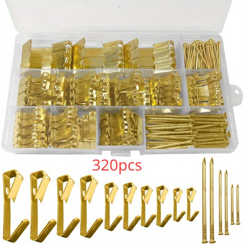 TEMU 320pcs Picture Hooks Picture Hanging Kit With Nails Picture Hangers Heavy Duty Picture Hooks Picture Hanging Hooks For