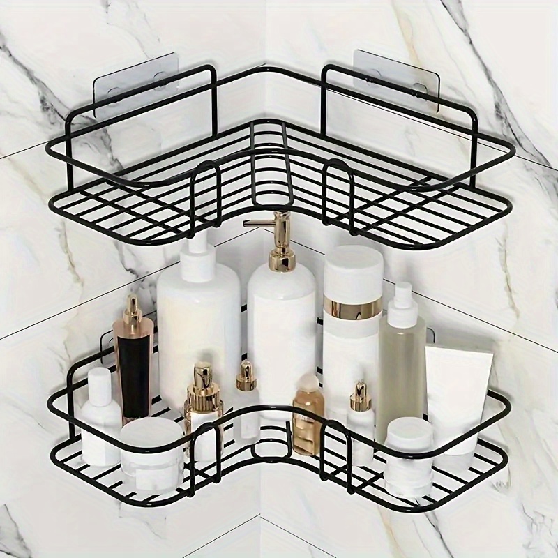 space saving   bathroom shelf easy no drill wall mount open storage design for cosmetics toiletries organization rust resistant and adjustable details 1