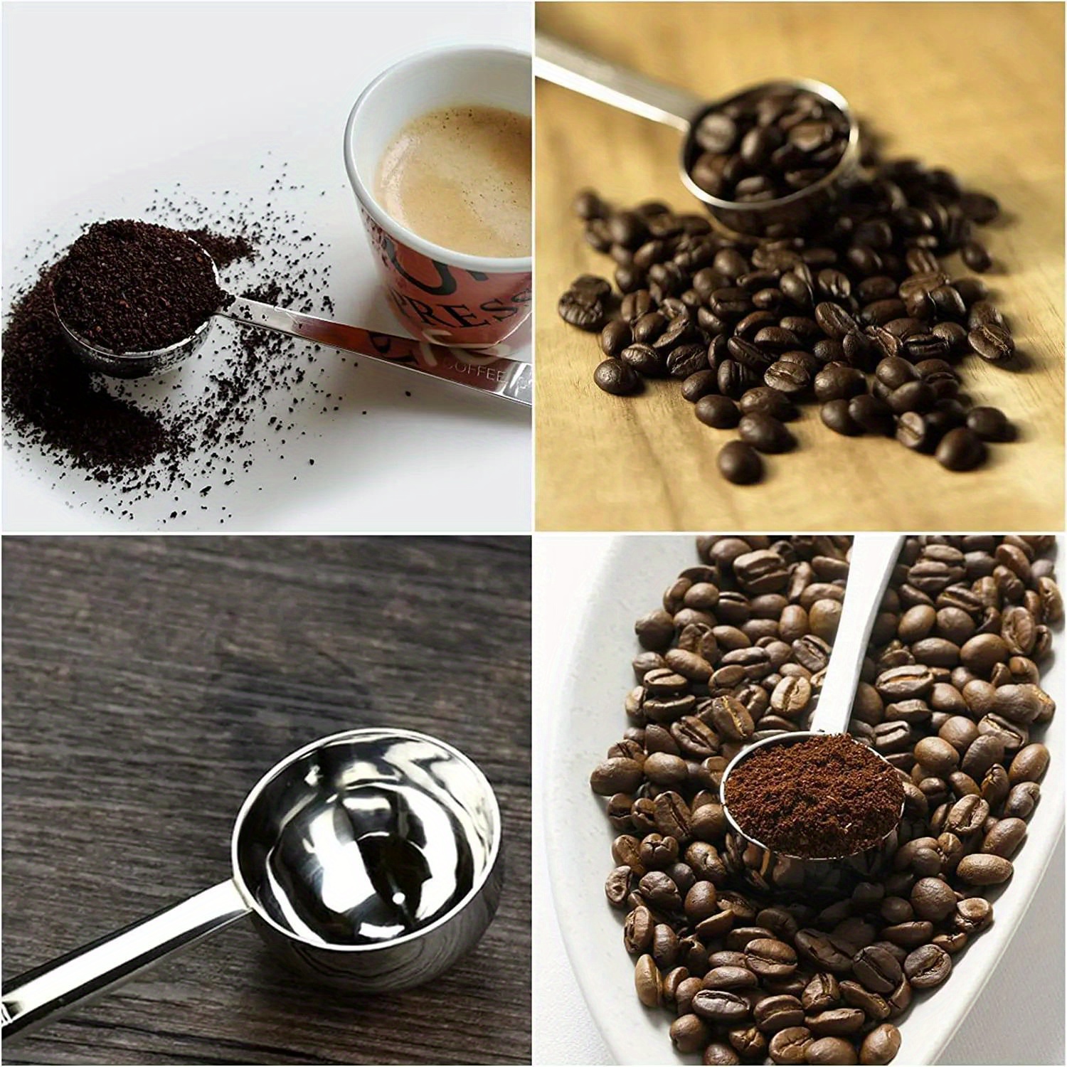 stainless steel coffee scoop with long handle     measuring spoon for kitchen cafe use details 1