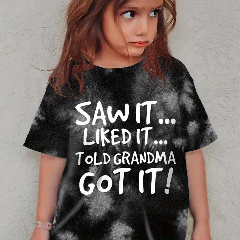 

Girls Letters Print Crew Neck T-shirt, Casual Loose Short Sleeve Trendy Summer Tee Comfy Top
