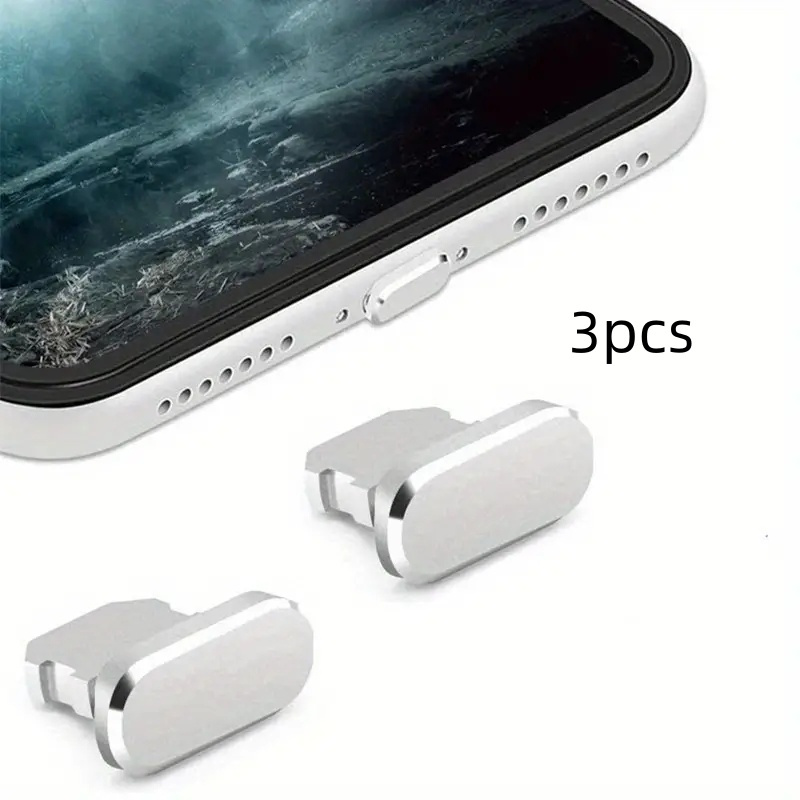 TEMU 3pcs Aluminum Alloy Plugs Stopper Cap Covers For Iphone For Ipad For Airpods
