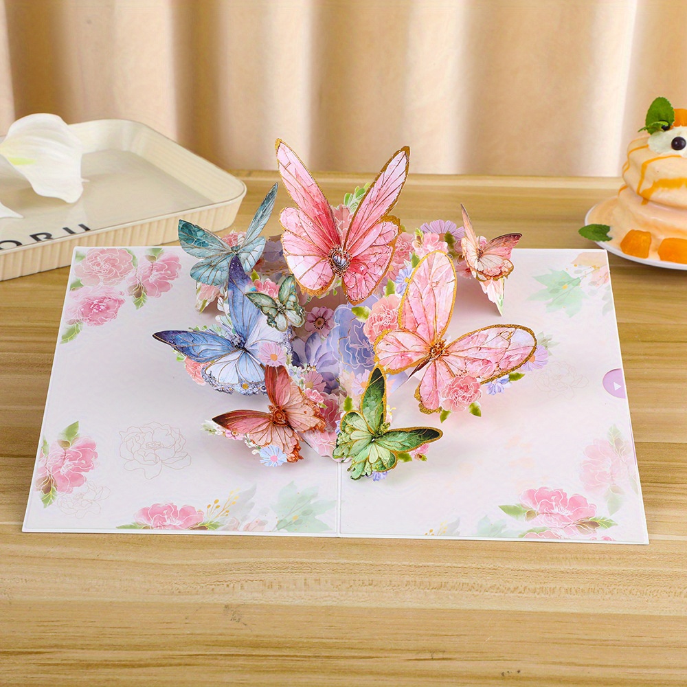

1pc 3d Pop Up Butterfly Cards For Birthday Mother's Day Father's Day Teacher Week Appreciation Cards Graduation Wedding Anniversary Get Well Sympathy 3d Popup Greeting Cards With Note Card.