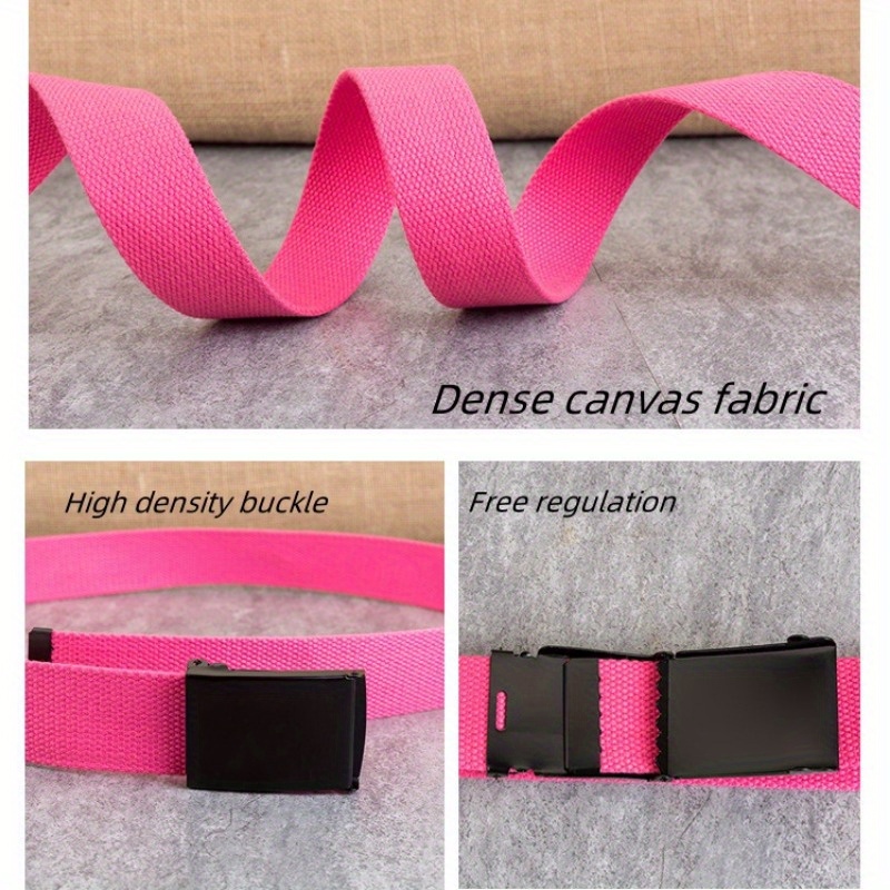 Men's Adjustable Canvas Belt with Automatic Ratchet Buckle