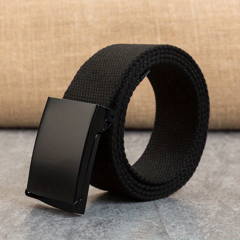 Men's Adjustable Canvas Belt with Automatic Ratchet Buckle