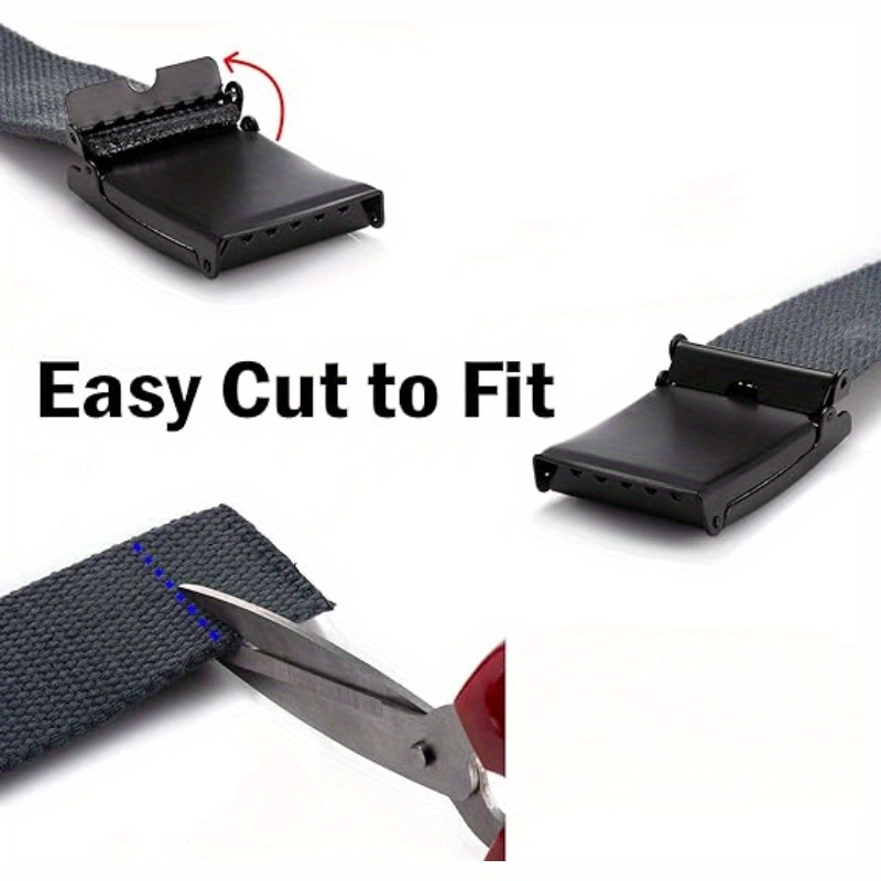 Men's Adjustable Canvas Belt with Automatic Ratchet Buckle