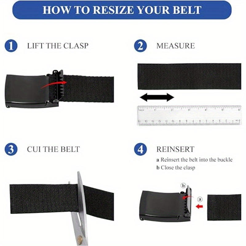 Men's Adjustable Canvas Belt with Automatic Ratchet Buckle