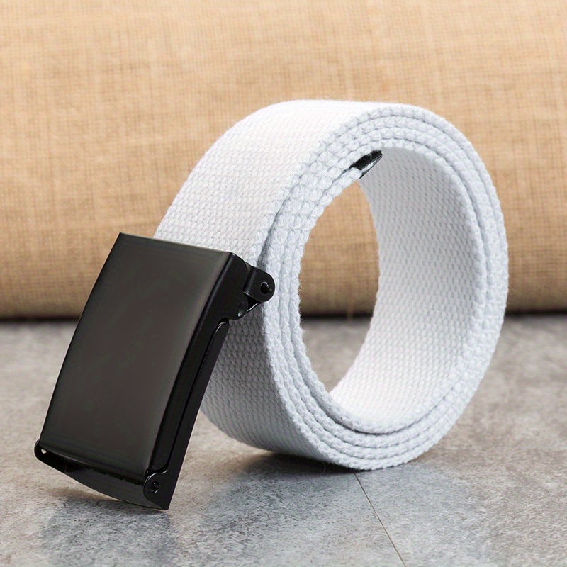 Men's Adjustable Canvas Belt with Automatic Ratchet Buckle