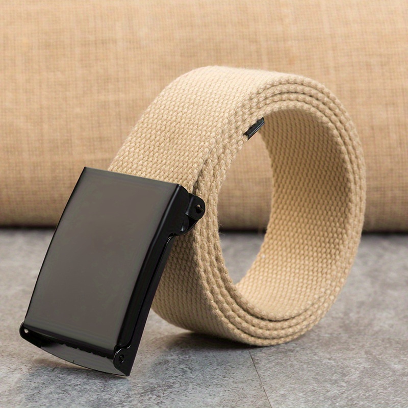 Men's Adjustable Canvas Belt with Automatic Ratchet Buckle