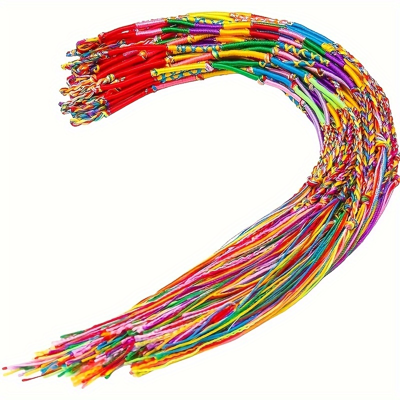 

global Style" 50-piece Vibrant Handwoven Friendship Bracelets - Versatile Rope Wrist & Anklet Set For Parties, Dragon Boat Festivals & Gifts, Durable & Colorful, 12" Length
