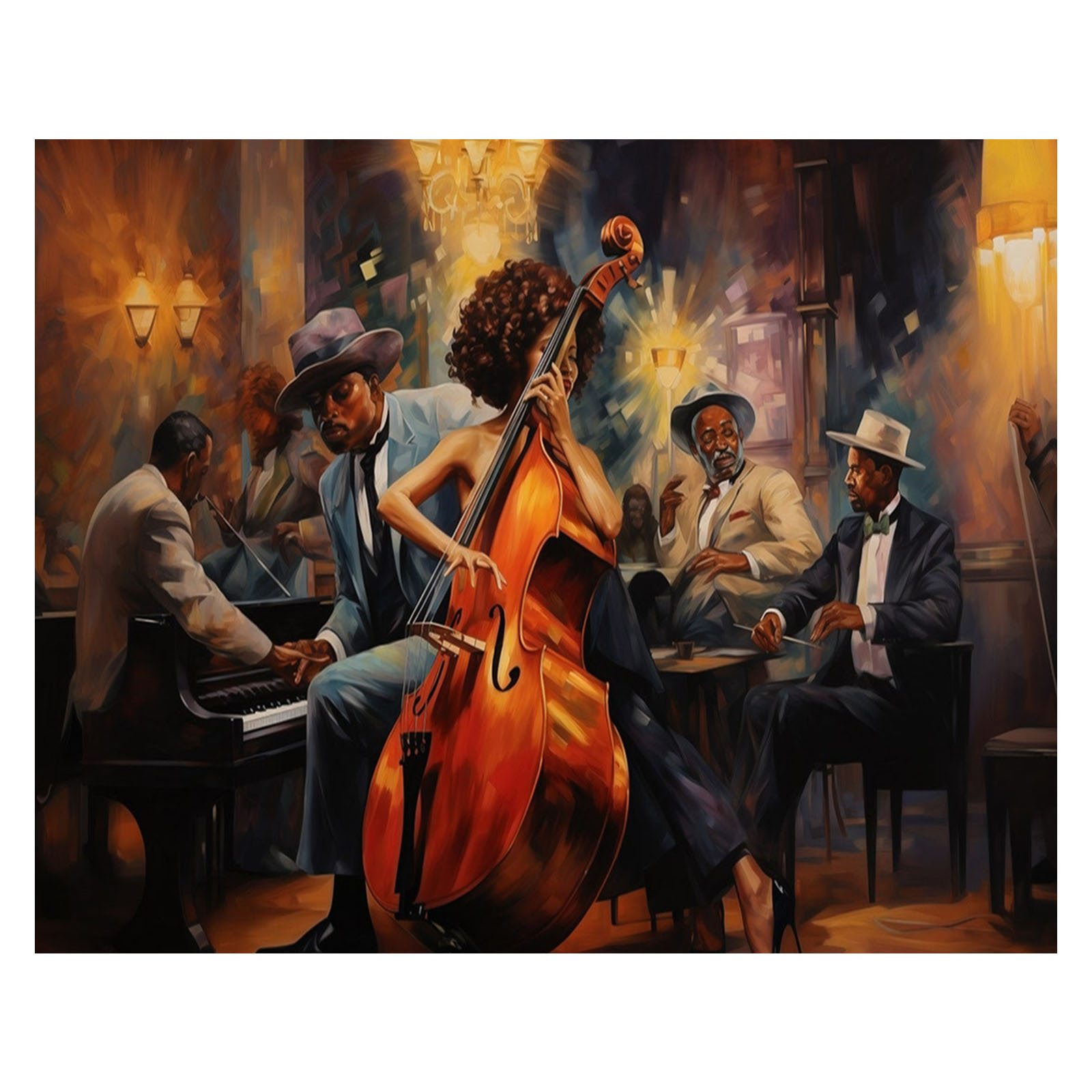 

Canvas Art Print - African American Music Theme, Waterproof Soft Canvas Material, Unframed Vibrant Acoustic Wall Decor For Living Room, Bedroom, Office - Unique Black Culture Poster 12x18inch
