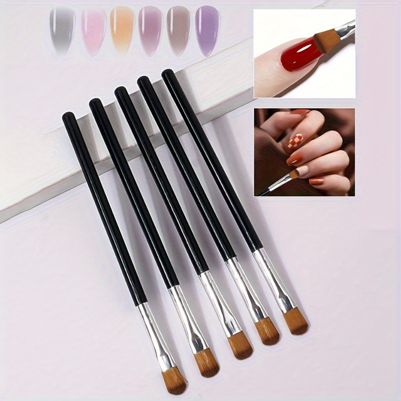 5pcs Nail Gradient Brush, Nail Liner Brushes For Manicure Pedicure, Gel Brush, Nail Brush Pen, Acrylic Powder Dipping Pen, Nail Painting Drawing Pen