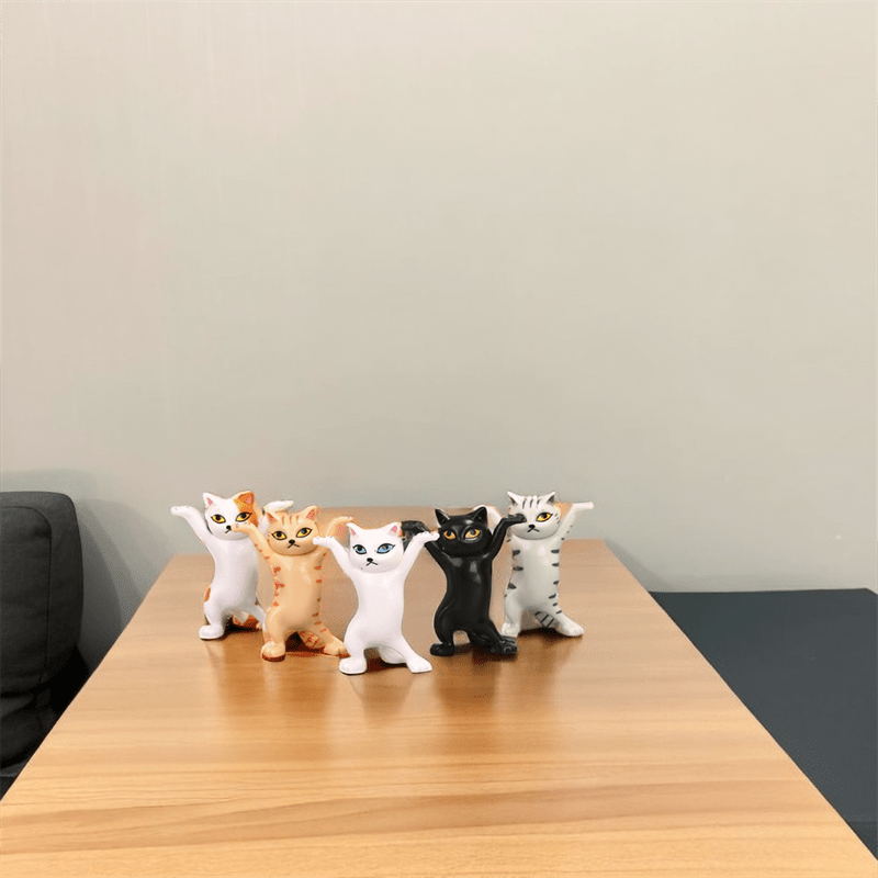 

Cat Pencil Holder Set, Trendy Cat Figurine Pen Stand, Cute Cat Paw Hand Gesture Desk Accessories - Major Material: Other
