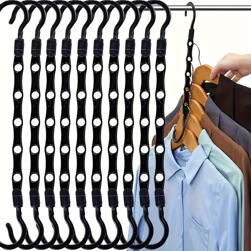 

5pcs Plastic Magic Hangers - Space-saving, Multi-hook Design For Efficient Closet Organization, Coats, Suits, Dresses & More - Strong, Bend-resistant With Polished , Hangers For Clothes