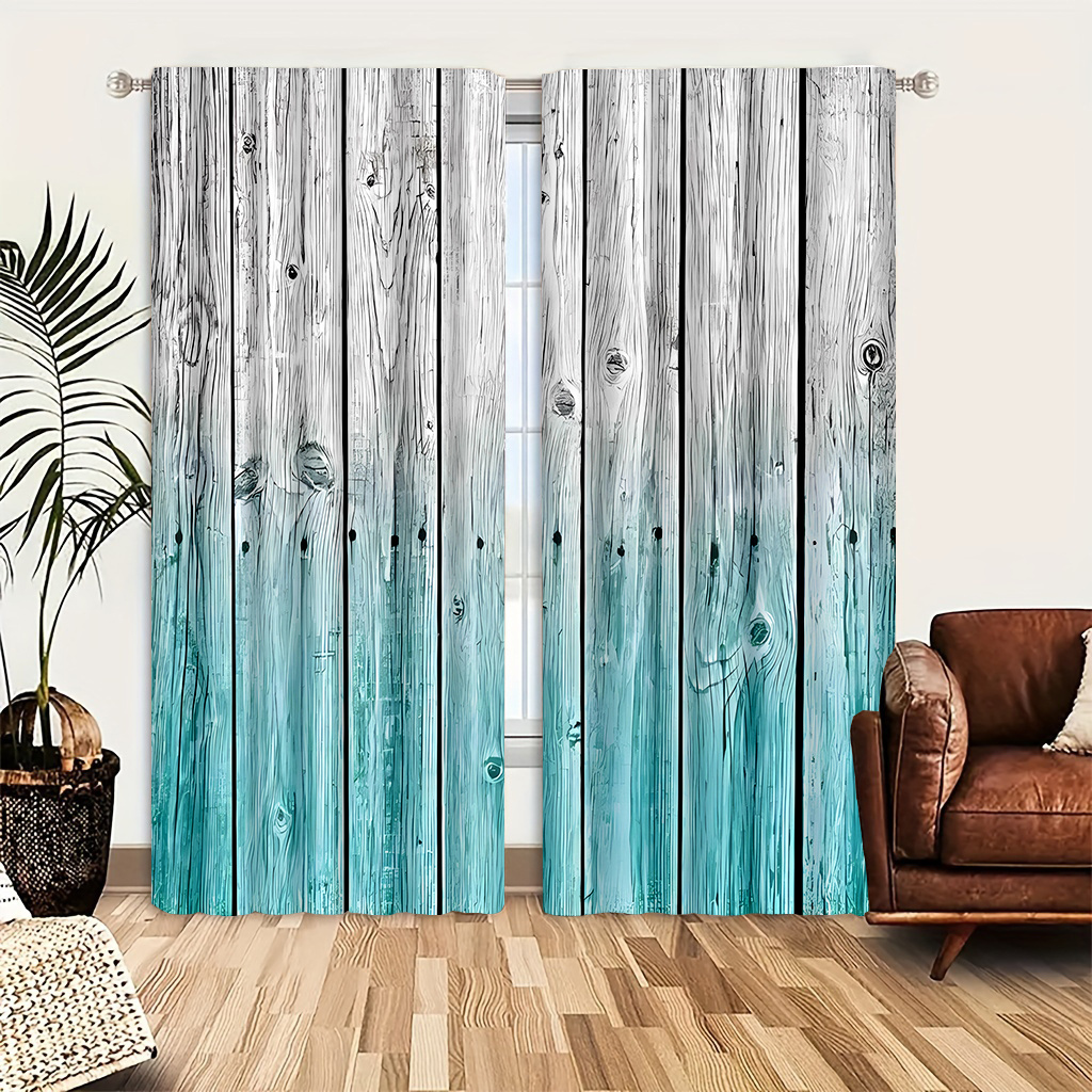 TEMU Lot de 2 rideaux de porte à motif de planches de bois, légère et aérée pour chambre douillette, bureau chic, cuisine , salon accueillant et