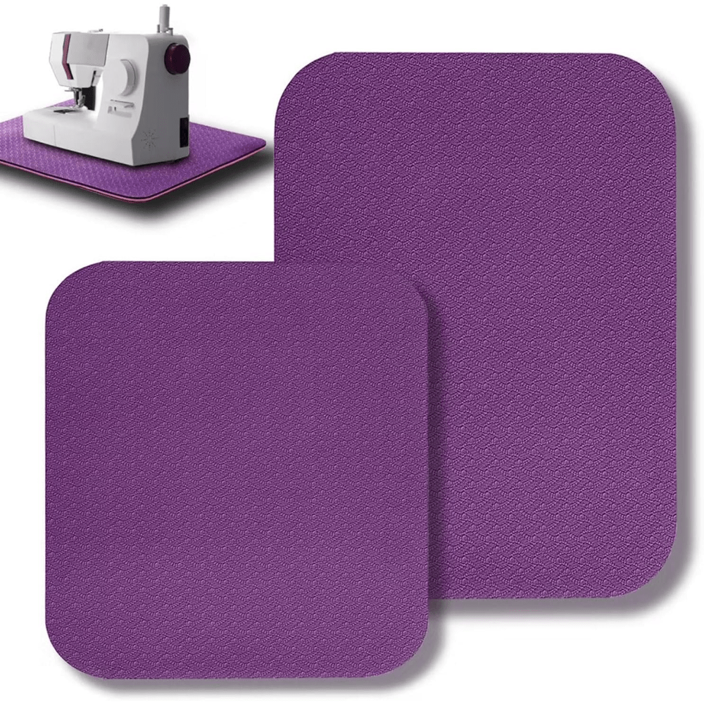 

2-pack Sewing Machine Muffling Mats With Pedal Pad, Purple Anti-vibration Noise Reduction Mats For Quilting Embroidery, Non-slip Rubber Accessories (15" X 20" & 9" X 14")