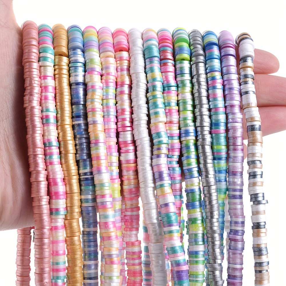 

5250pcs 15 Strands 6mm Shiny Mix Clay Beads Flake Heishi Spacer Beads For Jewelry Making Bracelet Necklace Diy Accessories