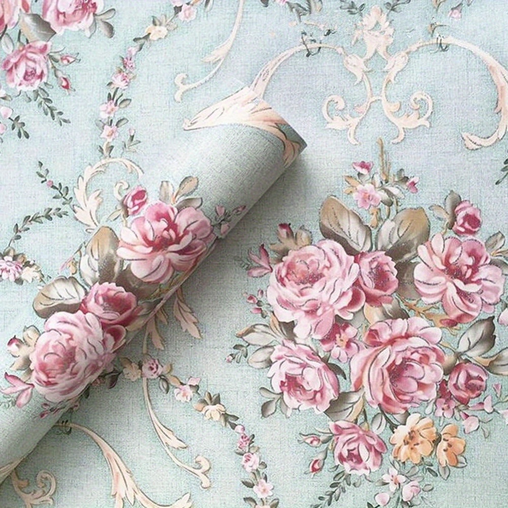 

1 Roll Of Retro Floral Self-adhesive Wallpaper Vinyl Shelf Liner Stripping Stick Dressing Table Drawer Sticker Home Decoration Contact Paper 393.7inx17.72in