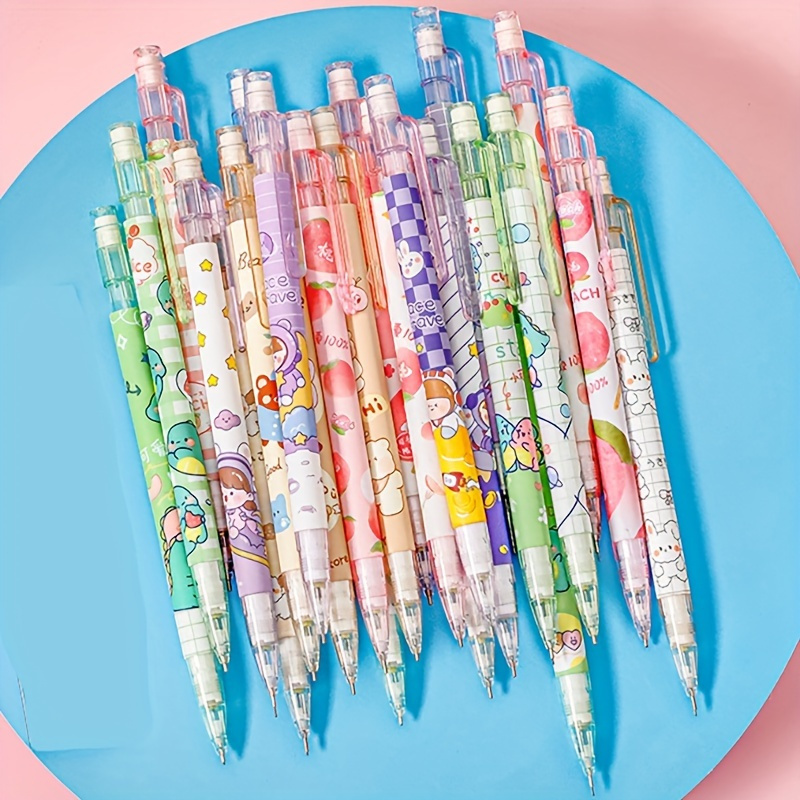 Random 10pcs Cartoon Automatic Pencils With 0.5mm Pencil Core: Movable Pencil, No Sharpening Or Pressing Required - Ensures Smooth Writing Without Dirtying Hands