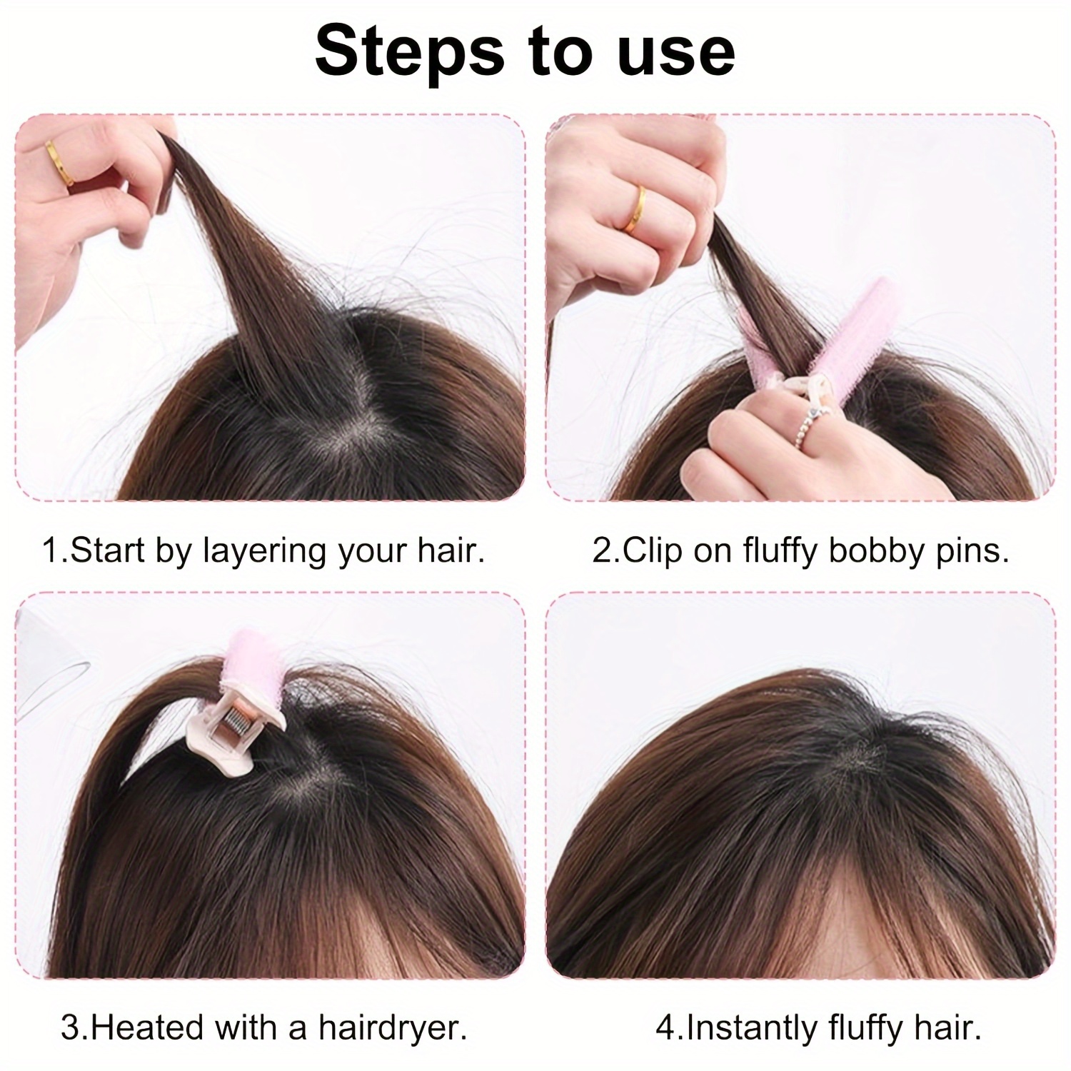 4pcs Iridescent Puff Clips for Enhancing Hairstyle Charm