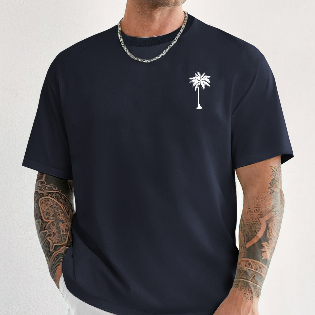 

Coconut Palm Simple Print Tee Shirt, Tees For Men, Casual Short Sleeve T-shirt For Summer