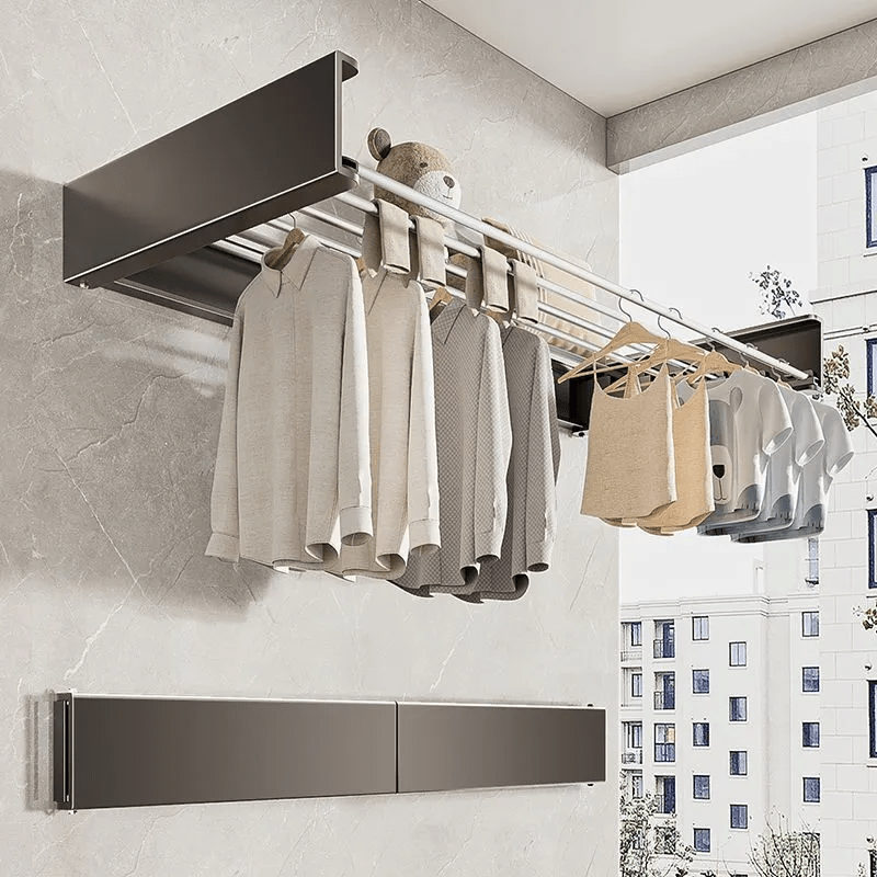 1pc space saving metal clothes drying rack wall mounted extendable towel bar with 60lbs load capacity ideal for bedroom bathroom closet wardrobe organization towel rack   details 0